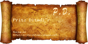 Pritz Ditmár névjegykártya